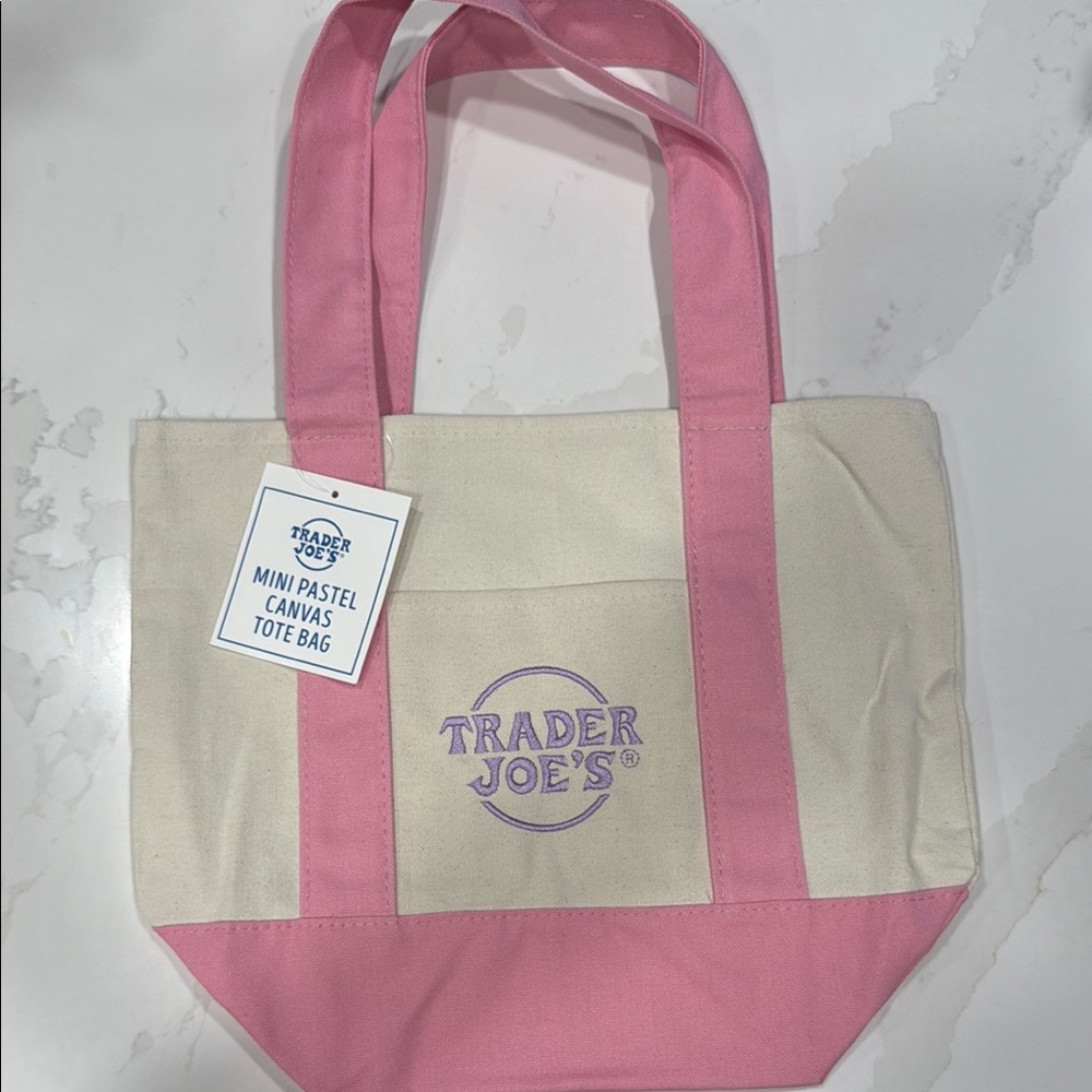 Pink and Cream Canvas Tote Bag